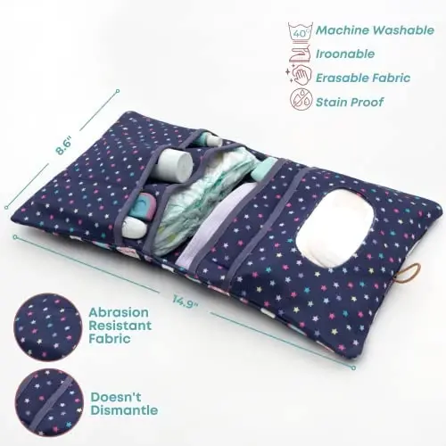 HAMUR Baby Diaper Bag Organizer – Travel-Friendly, Compact & Foldable | Stroller Pouch for Newborn Essentials – Must-Have for Boys & Girls (Purple) - 2