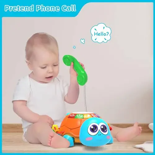 Hanayo Baby Toys 6 to 12 Months，Musical Turtle Crawling Girl Toys for 12-18 Months,Infant Early Learning Educational Toy,Girl & Boy Gift Essentials for Newborn 7 8 9 11+ Months 1-2 Year Old(Blue) - 4