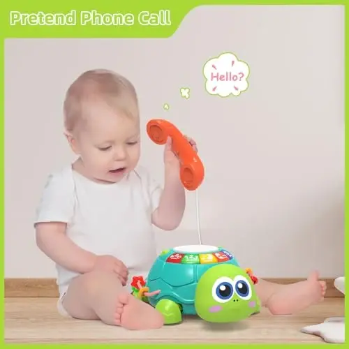 Hanayo Baby Toys 6 to 12 Months，Musical Turtle Crawling Girl Toys for 12-18 Months,Infant Early Learning Educational Toy,Girl & Boy Gift Essentials for Newborn 7 8 9 11+ Months 1-2 Year Old(Green) - 4