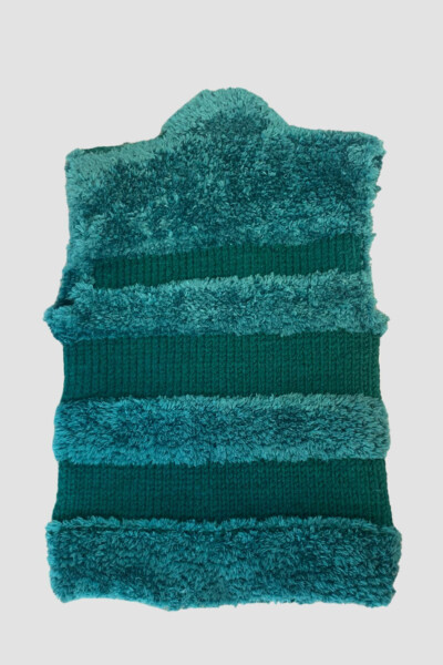 Hand-Knit Fur Pattern Girl Vest 4 Years - Green - URETTI (1)
