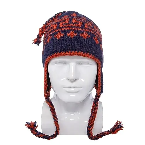 Hand Knit Sherpa Wool Hat with Micro Fleece Lining and Ear Flaps, Handmade Winter Toque, Christmas Beanie, Made in Nepal - 3