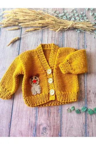 Hand Knitted Baby Boy Cardigan - 4