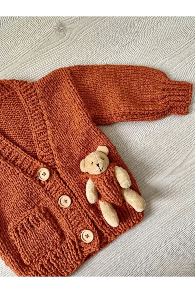 Hand-Knitted Baby Cardigan with Toy - HOBIHANEM TUHAFIYE (1)