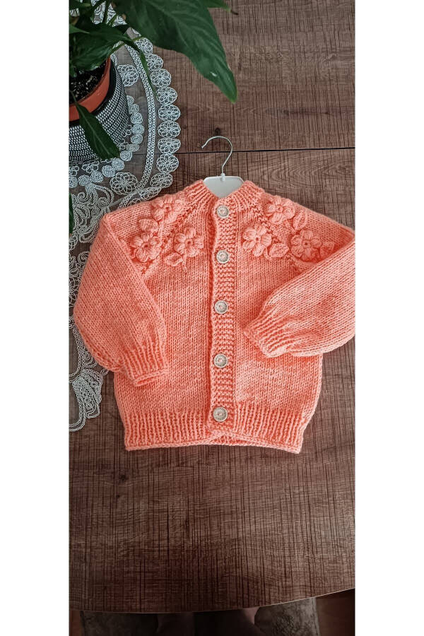 Hand-Knitted Baby Girl Cardigan - 1