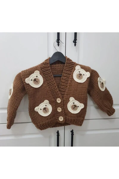Hand knitted bear baby sweater - EL ÖRGÜSÜ