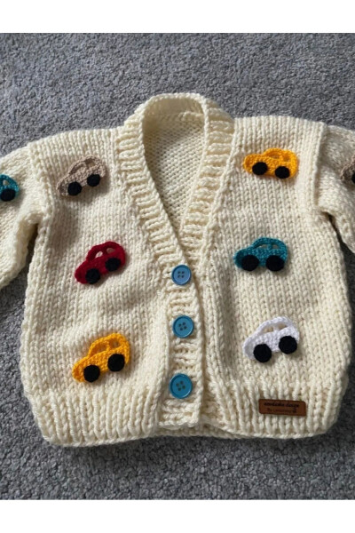 Hand knitted car baby sweater - 3