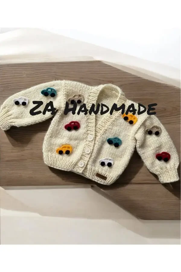 Hand knitted car baby sweater - 1