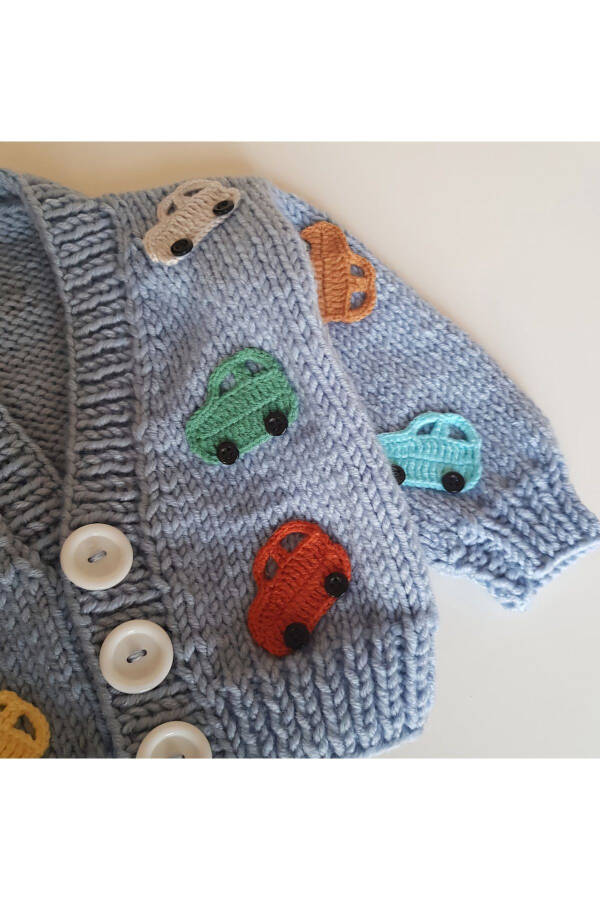 Hand knitted car baby sweater - 3