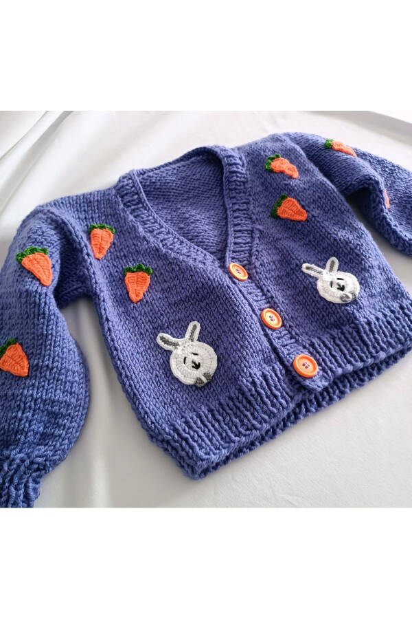 Hand knitted carrot baby cardigan - 1