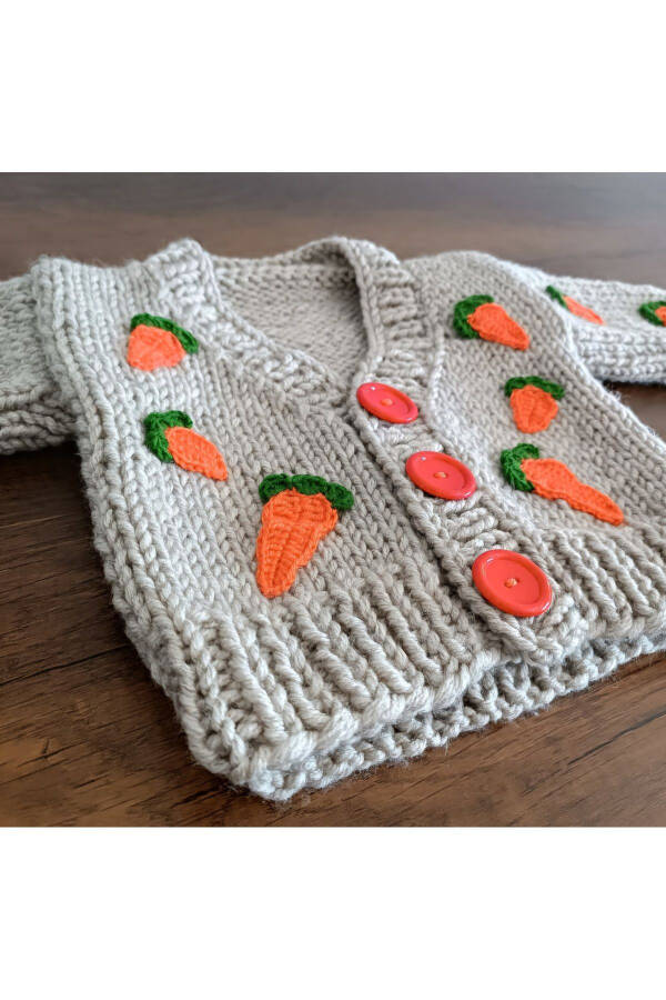 Hand knitted carrot baby, children's cardigan. - 1