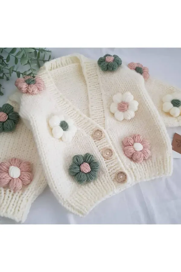 Hand-knitted children's cardigan, baby cardigan - 2