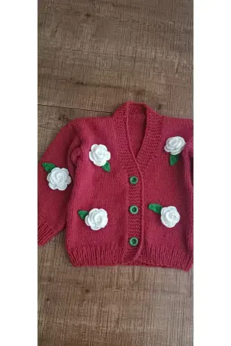 HAND KNITTED CHILDREN'S CARDIGAN - Dusty Rose - 1