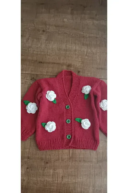 HAND KNITTED CHILDREN'S CARDIGAN - Dusty Rose - 2