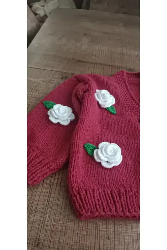 HAND KNITTED CHILDREN'S CARDIGAN - Dusty Rose - 3