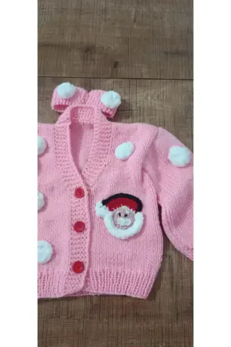 HAND KNITTED CHILDREN'S CARDIGAN-Pink - 4