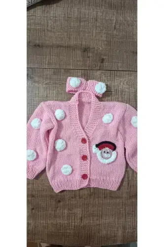 HAND KNITTED CHILDREN'S CARDIGAN-Pink - 5