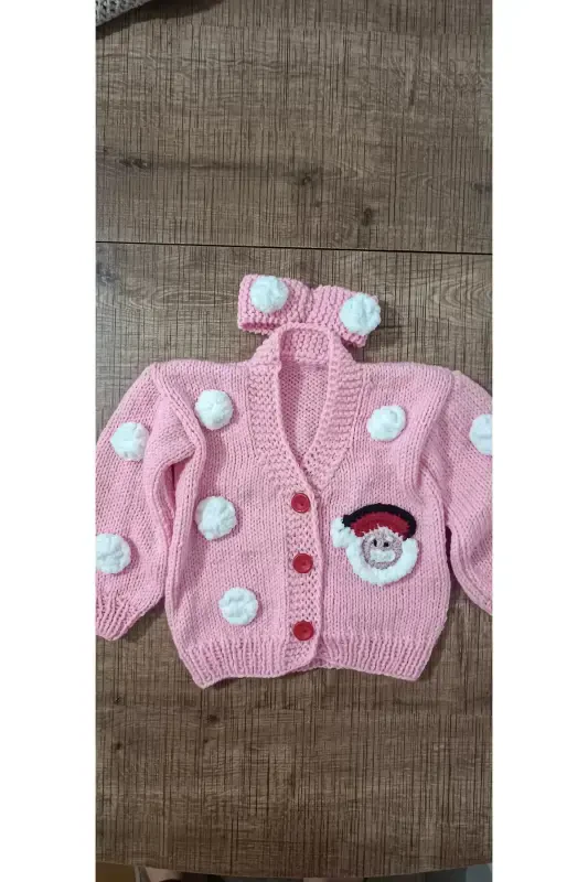 HAND KNITTED CHILDREN'S CARDIGAN-Pink - 5