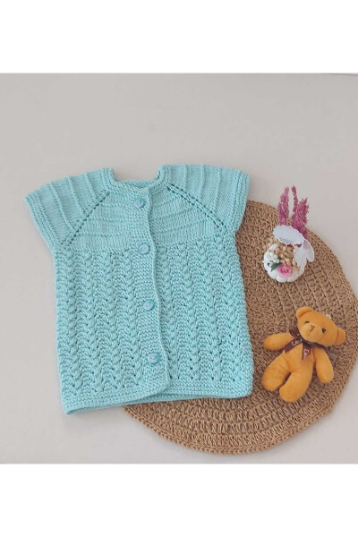 Hand knitted cotton vest for your newborn baby. Buttoned, 0-12 months. - BEGİN (1)