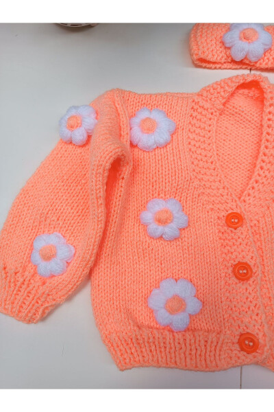 Hand-Knitted Flower Baby Cardigan - 5