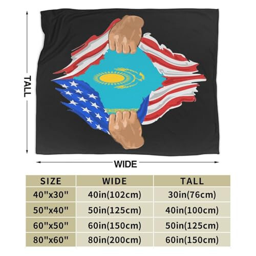 Hand Tear Flag Of Kazakhstan Throw Blanket for Couch Bed Sofa Soft Comfortable Blanket 60