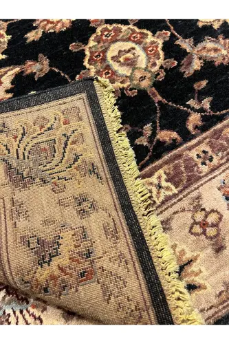 Hand-Woven Afghan Ushak Ziegler Carpet, Wool on Cotton, Two Pieces, Matching Sizes 270x170 / 245x145 - Black - 4