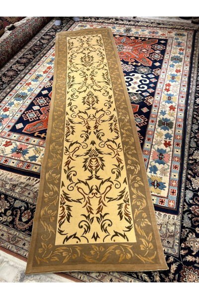 Hand Woven Dalyana Runner First Class Quality Silk Wool Blend Size 300x80 - 3