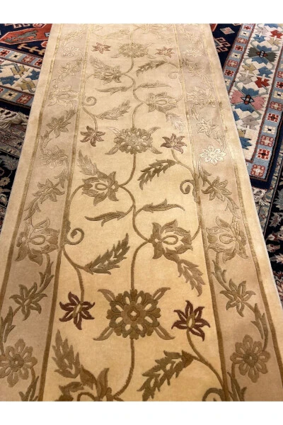 Hand-woven Dalyana Runner, First Class Quality Silk Wool Blend, Thinly Woven, 4x80 cm - 3