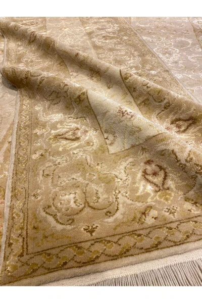 Hand Woven Ottoman Uşak Runner Silk Wool Mix 300x80-Kerem - 4