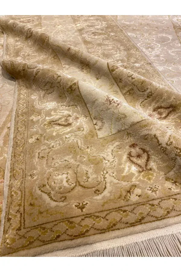 Hand Woven Ottoman Uşak Runner Silk Wool Mix 300x80-Kerem - 4