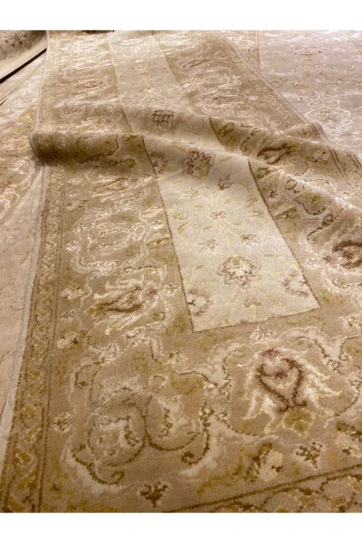 Hand Woven Ottoman Uşak Runner Silk Wool Mix 300x80-Kerem - 5