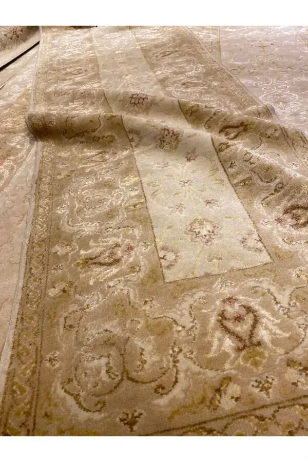 Hand Woven Ottoman Uşak Runner Silk Wool Mix 300x80-Kerem - 5