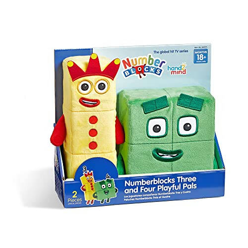 hand2mind Numberblocks Three & Four Playful Pals, Plush Figure Toys, Numbers for Toddlers, Preschool Math Learning Toys, Stuffed Animal Plushies, Counting Blocks, Soft Stuffies, Kids Birthday Gifts - 1