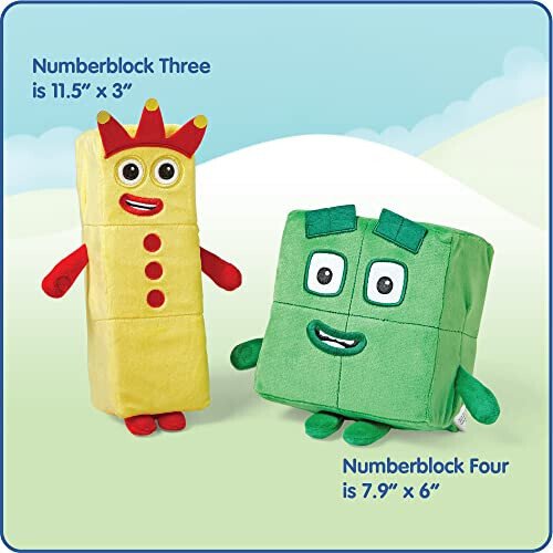 hand2mind Numberblocks Three & Four Playful Pals, Plush Figure Toys, Numbers for Toddlers, Preschool Math Learning Toys, Stuffed Animal Plushies, Counting Blocks, Soft Stuffies, Kids Birthday Gifts - 3