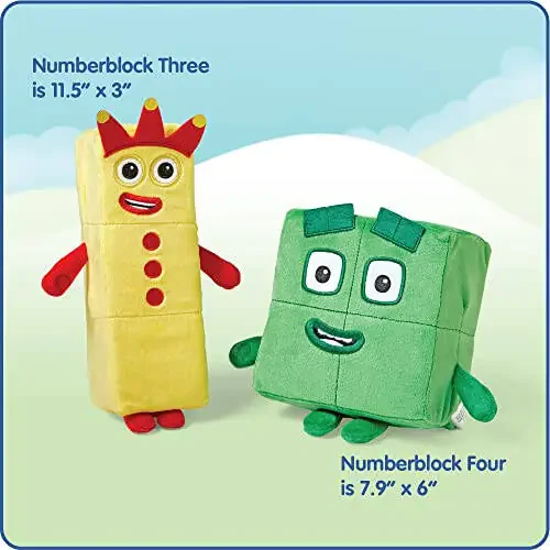 hand2mind Numberblocks Three & Four Playful Pals, Plush Figure Toys, Numbers for Toddlers, Preschool Math Learning Toys, Stuffed Animal Plushies, Counting Blocks, Soft Stuffies, Kids Birthday Gifts - 3