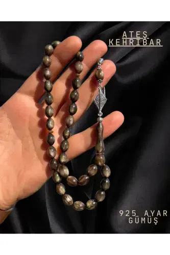 Handcrafted amber prayer beads, silver design and elegance. - 1