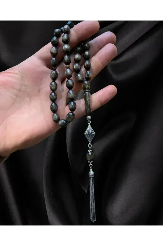 Handcrafted amber prayer beads, silver design and elegance. - 4