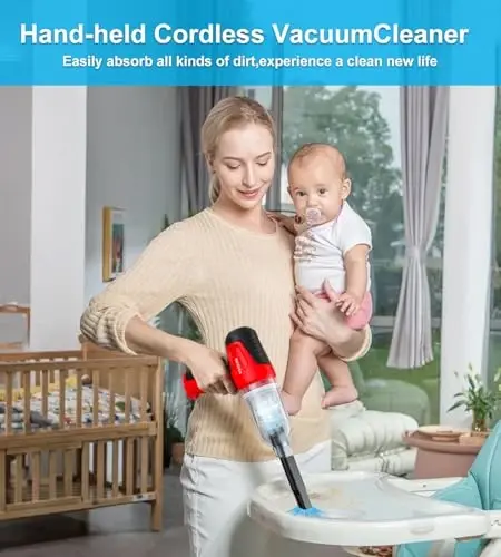 Handheld Vacuum Cleaner, Blowing, Vacuuming and Pumping 4 in 1 Mini Car Vacuum Cleaner, 12000Pa Cordless Vacuum Cleaner, 180W High Power with Brushless Motor and TypeC for Car, Livingroom, Office, Pet - 5