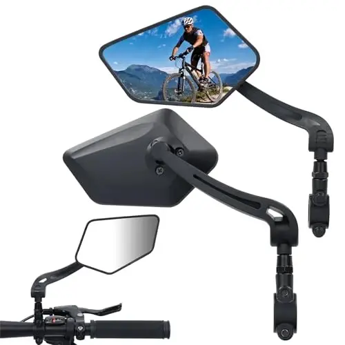 Handlebar Bike Mirror, APLSTOW Adjustable Rotatable Rearview Bicycle Mirror(a pair-C) - 1