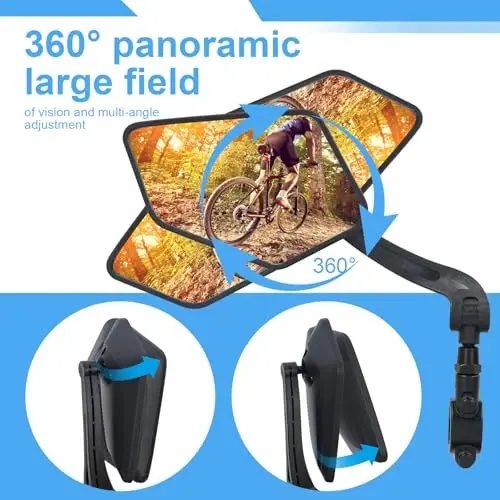 Handlebar Bike Mirror, APLSTOW Sozlanishi mumkin bo'lgan aylanadigan orqa ko'rinishli velosiped oynasi (bir juft-C) - 3