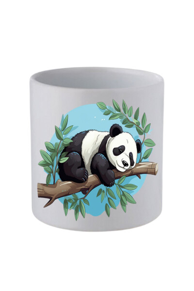 Handleless Panda on Branch Mug Birthday Gifts - Ceramic Coffee, Water Gift Mug - LILI HEDIYELIK