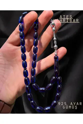 Handmade amber prayer beads with silver design and elegance. - 1