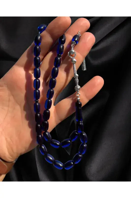 Handmade amber prayer beads with silver design and elegance. - 3