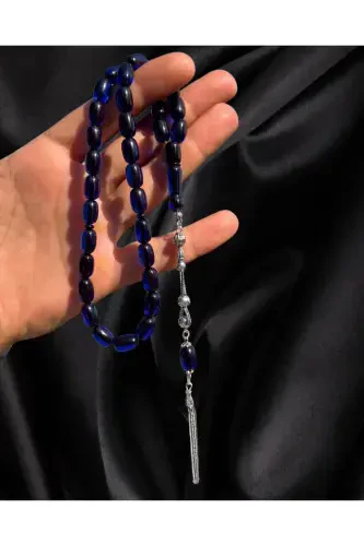 Handmade amber prayer beads with silver design and elegance. - 4