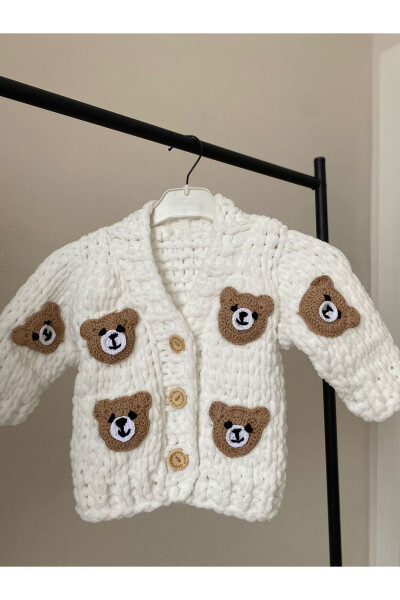 Handmade baby cardigan with a bear - 1