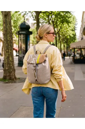 Handmade Beige Linen Women's Backpack - BeigeVİVİ - AYŞE TEYZE'NIN ÇANTALARI (1)