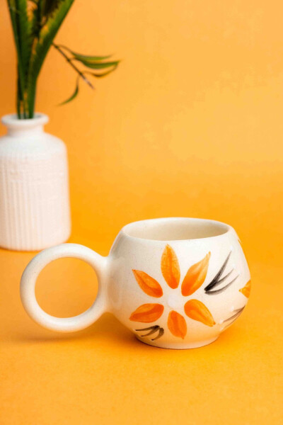 Handmade Ceramic 6-Piece Coffee Cup Set, Double Mugs, Ceramic Colorful Leaf Coffee Cup, Mug - 3