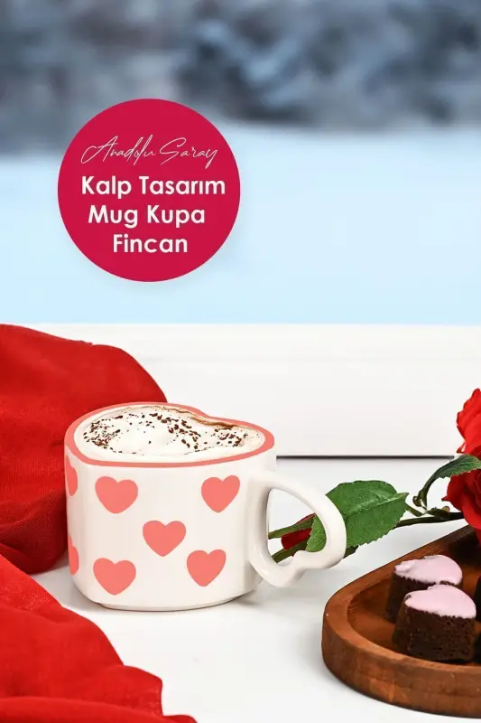 Handmade Ceramic Heart Design Mug Cup - 4