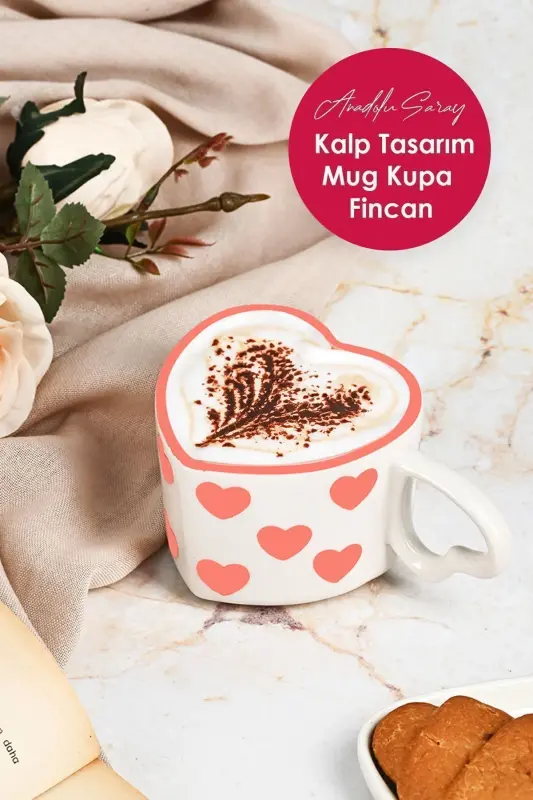 Handmade Ceramic Heart Design Mug Cup - 6
