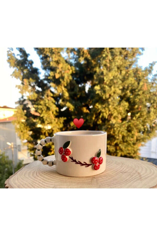 Handmade Ceramic Tea Coffee Cup Dbl Turkish Coffee Cup Mug Lucky Flower, Gift Kokina - 3