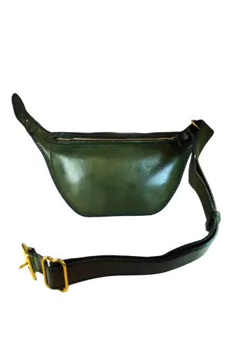 Handmade Deri Bel Çantası (Selp)-Yeşil - 4
